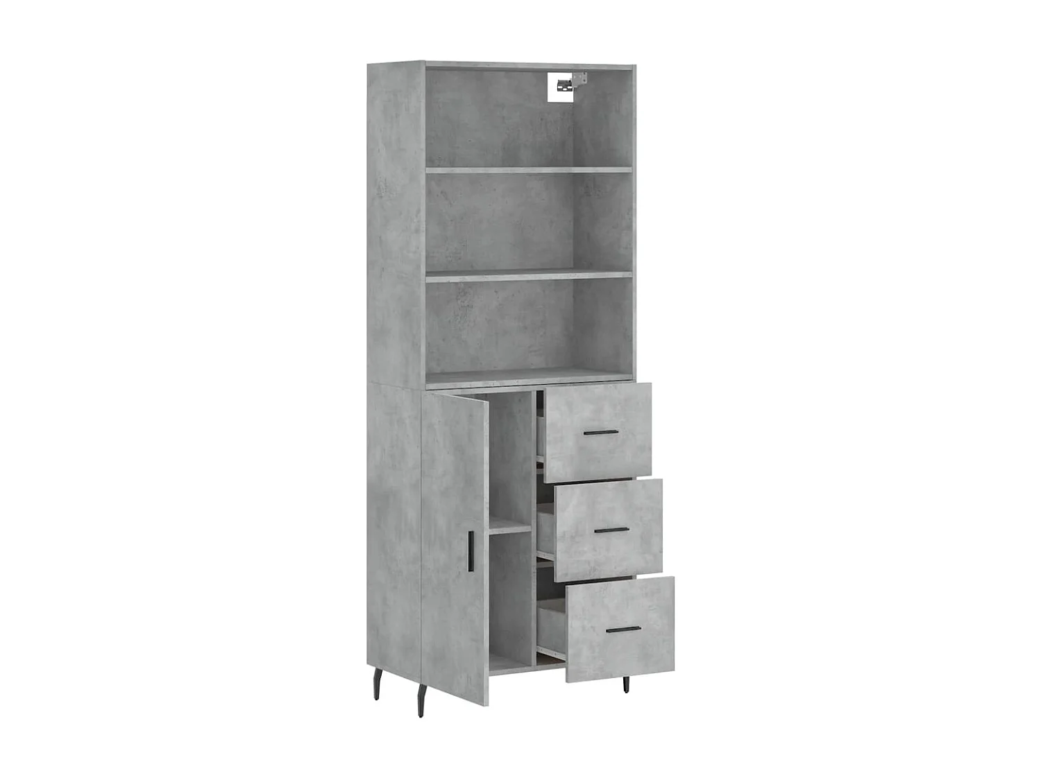 Aparador buffet cómoda mueble mueble de almacenamiento organizador cocina salón salón alto 69,5 x 34 x 180 cm madera contrachapada gris 02_0034564