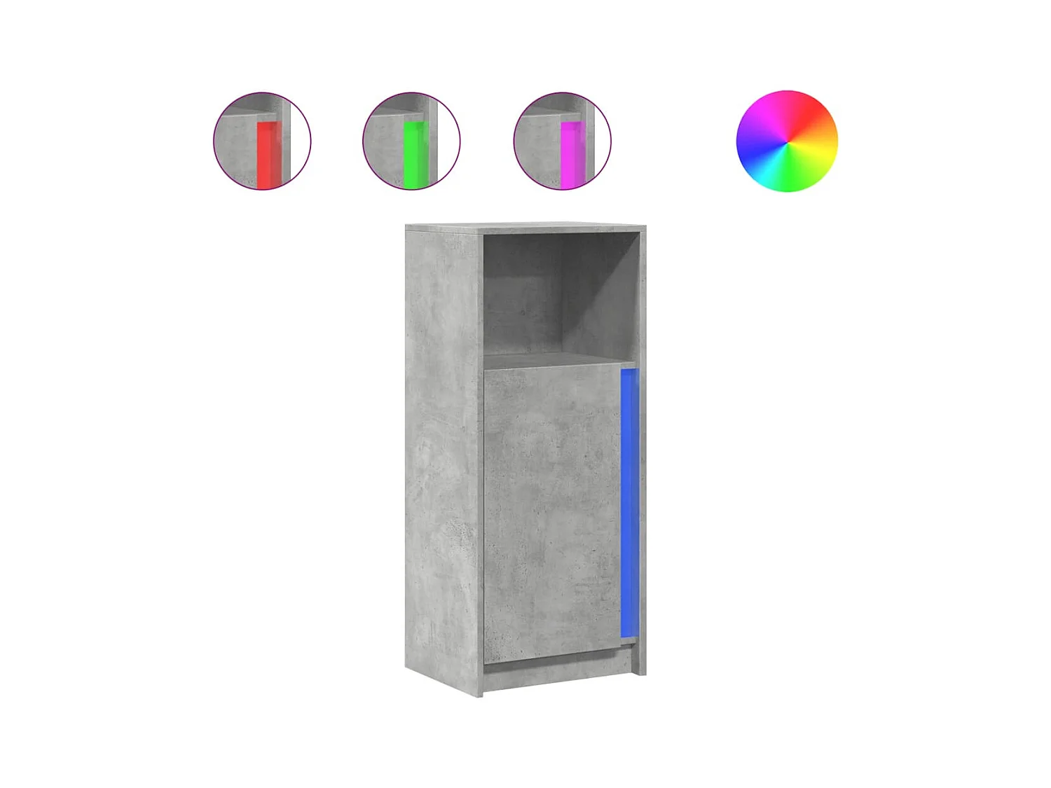 Buffet aparador cômoda armário unidade de armazenamento organizador cozinha sala sala com LED 42,5 x 34 x 100 cm madeira trabalhada cinza 02_0029803