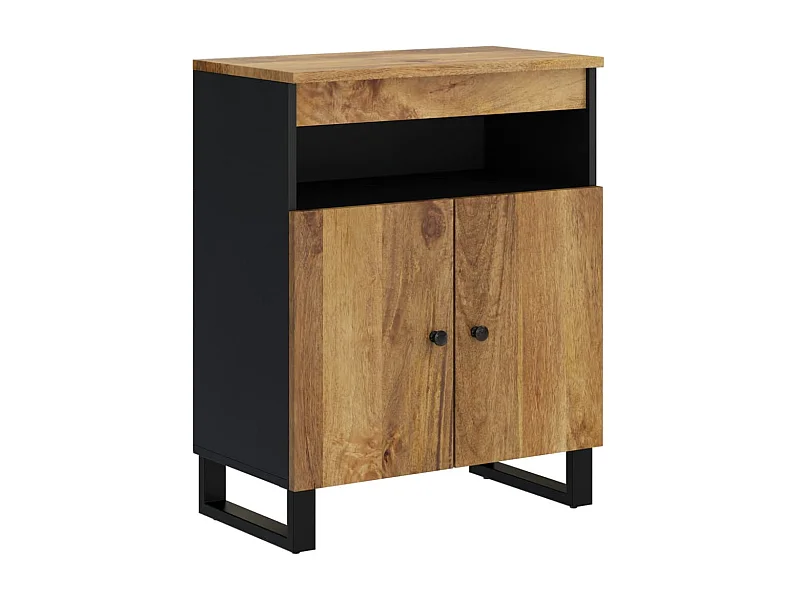 Aparador cómoda armario mueble organizador cocina salón salón con 2 puertas 60 x 33 x 75 cm madera maciza de mango marrón 02_0029729