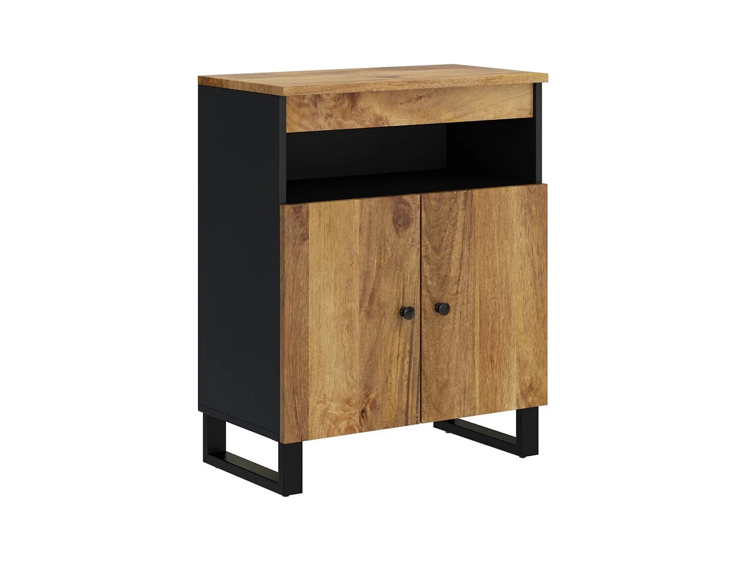 Aparador cómoda armario mueble organizador cocina salón salón con 2 puertas 60 x 33 x 75 cm madera maciza de mango marrón 02_0029729