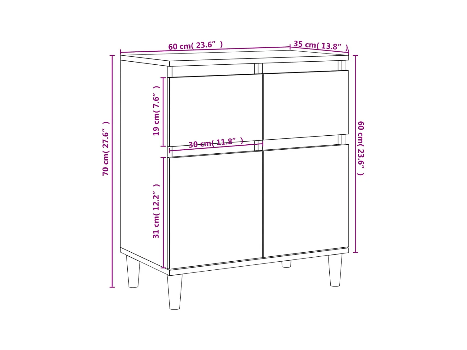 Credenza cassettiera cassettiera mobile contenitore organizer cucina soggiorno salonsonoma 60 x 35 x 70 cm derivati ​​del legno grigio 02_0036400