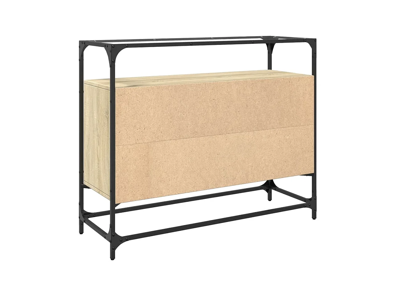 Credenza Credenza Comò Armadietto Organizzatore Cucina Soggiorno Soggiorno con piano in vetro Sonoma MDF Marrone 02_0029766