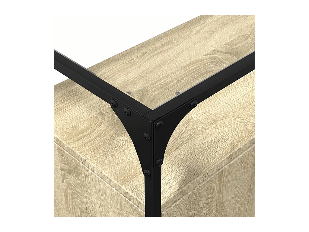 Credenza Credenza Comò Armadietto Organizzatore Cucina Soggiorno Soggiorno con piano in vetro Sonoma MDF Marrone 02_0029766