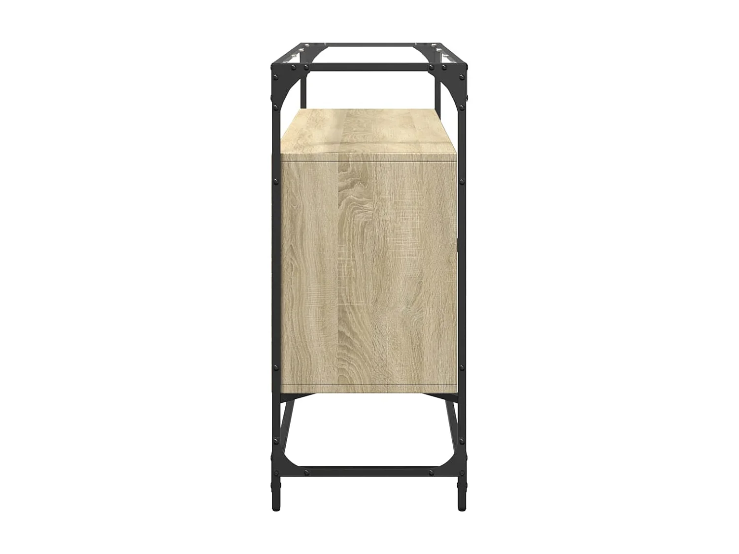 Credenza Credenza Comò Armadietto Organizzatore Cucina Soggiorno Soggiorno con piano in vetro Sonoma MDF Marrone 02_0029766