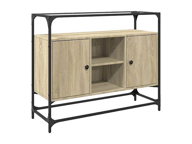 Aparador Aparador Cómoda Gabinete Organizador de Almacenamiento Cocina Sala de Estar con Tapa de Vidrio Madera de ingeniería Sonoma Marrón 02_0029766