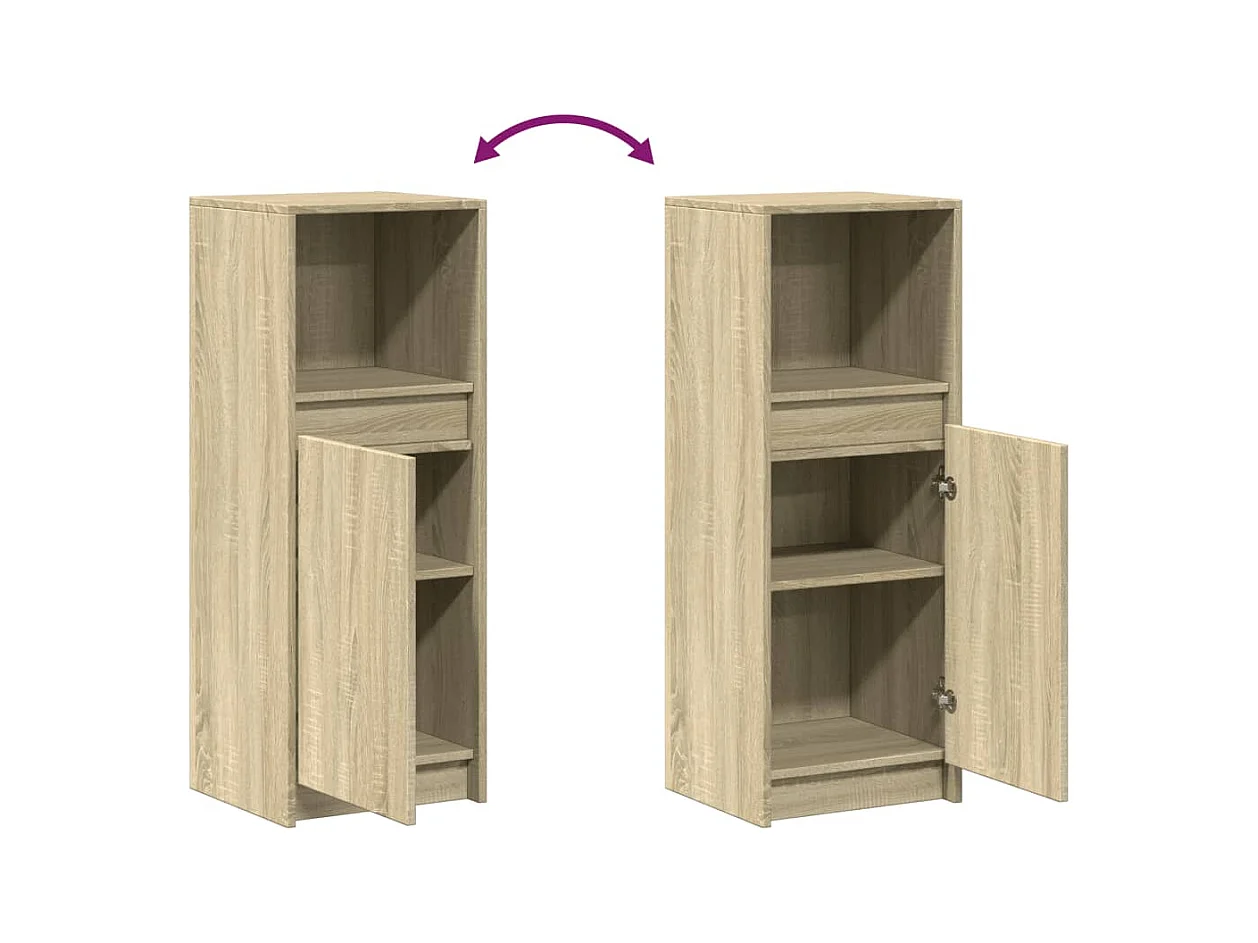 Aparador buffet cómoda armario mueble organizador cocina salón salón con Sonoma LED 38 x 34 x 100 cm madera contrachapada marrón 02_0029794