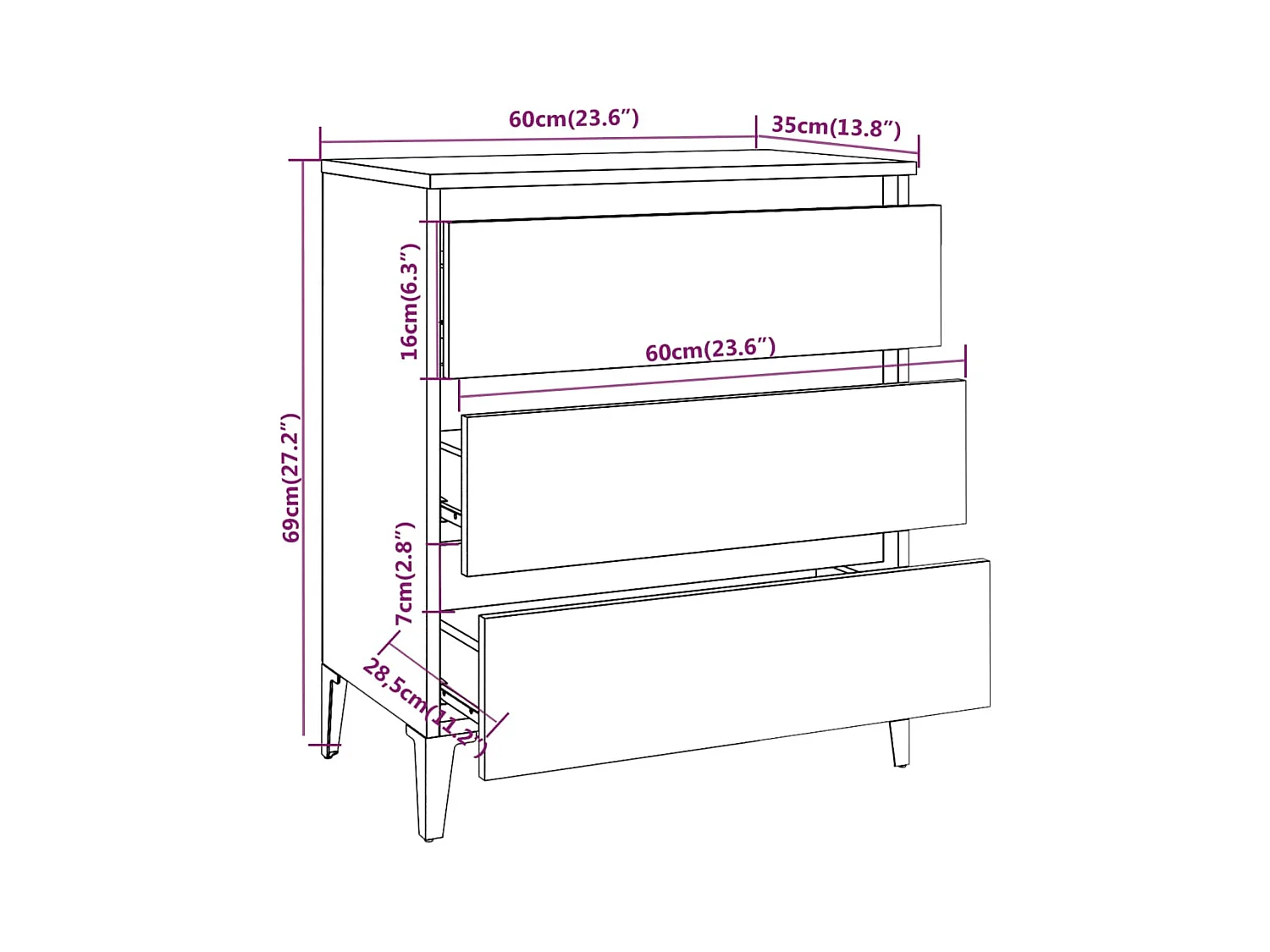 Aparador buffet cômoda armário organizador cozinha sala salonsonoma 60 x 35 x 69 cm madeira trabalhada cinza 02_0036392