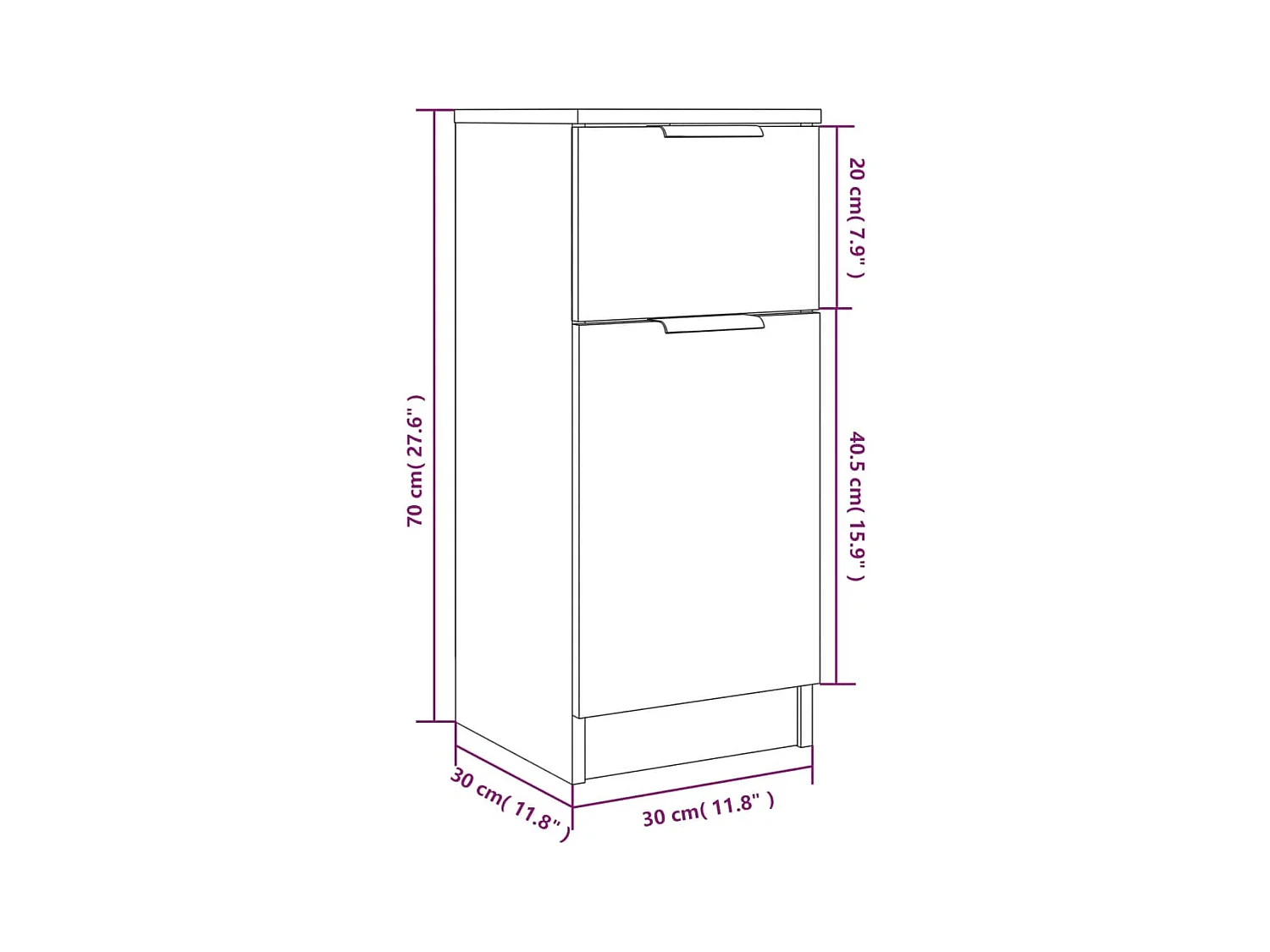 Aparador buffet cômoda armário organizador cozinha sala sala Sonoma 30 x 30 x 70 cm madeira trabalhada marrom 02_0031498