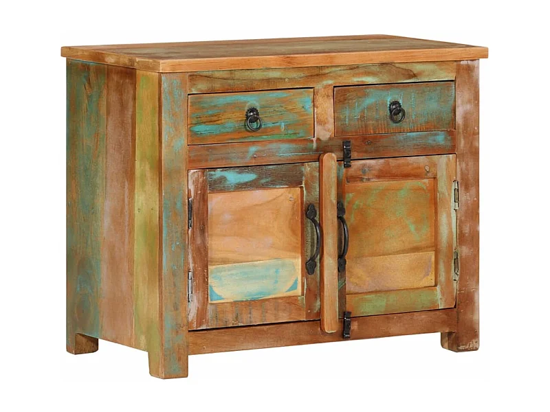 Aparador cômoda armário unidade de armazenamento organizador cozinha sala de estar 68 x 35 x 55 cm madeira maciça recuperada marrom 02_0029637