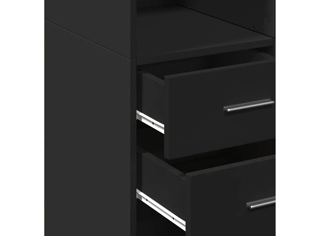 Aparador buffet cómoda armario mueble organizador cocina salón salón alto 70 x 42,5 x 185 cm madera contrachapada negra 02_0035127
