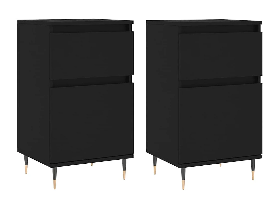 Aparador buffet cómoda armario mueble organizador cocina salón salón juego de 2 40 x 35 x 70 cm madera contrachapada negra 02_0036900