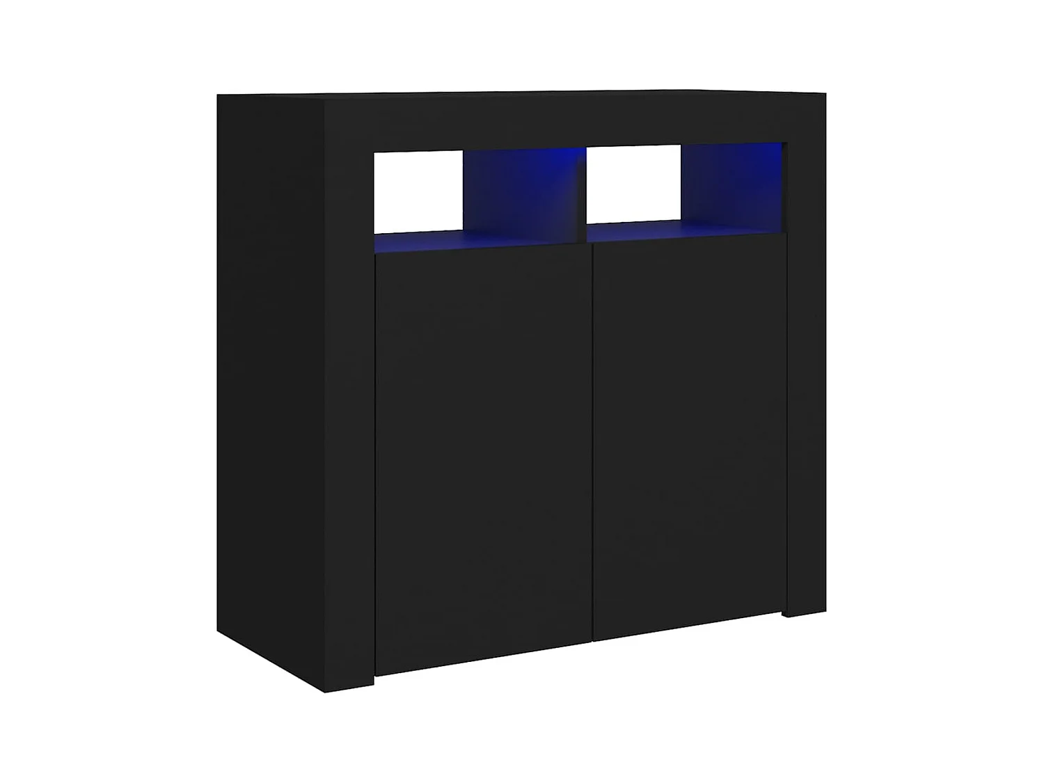 Credenza buffet cassettiera mobile contenitore organizer cucina soggiorno soggiorno con luci a LED 80 x 35 x 75 cm nero 02_0030044
