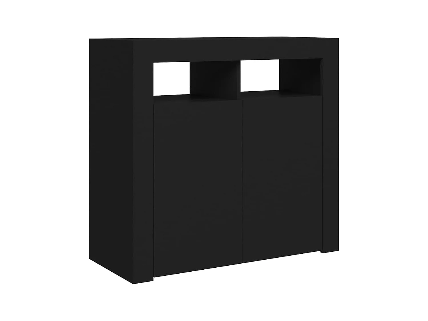 Credenza buffet cassettiera mobile contenitore organizer cucina soggiorno soggiorno con luci a LED 80 x 35 x 75 cm nero 02_0030044