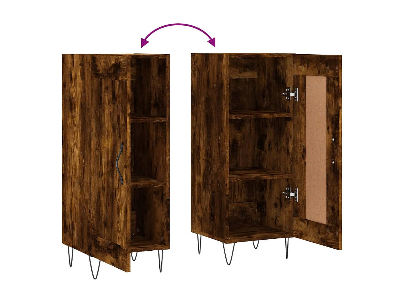 Buffet aparador cômoda armário unidade de armazenamento organizador cozinha sala de estar 34,5 x 34 x 90 cm madeira trabalhada marrom 02_0030886