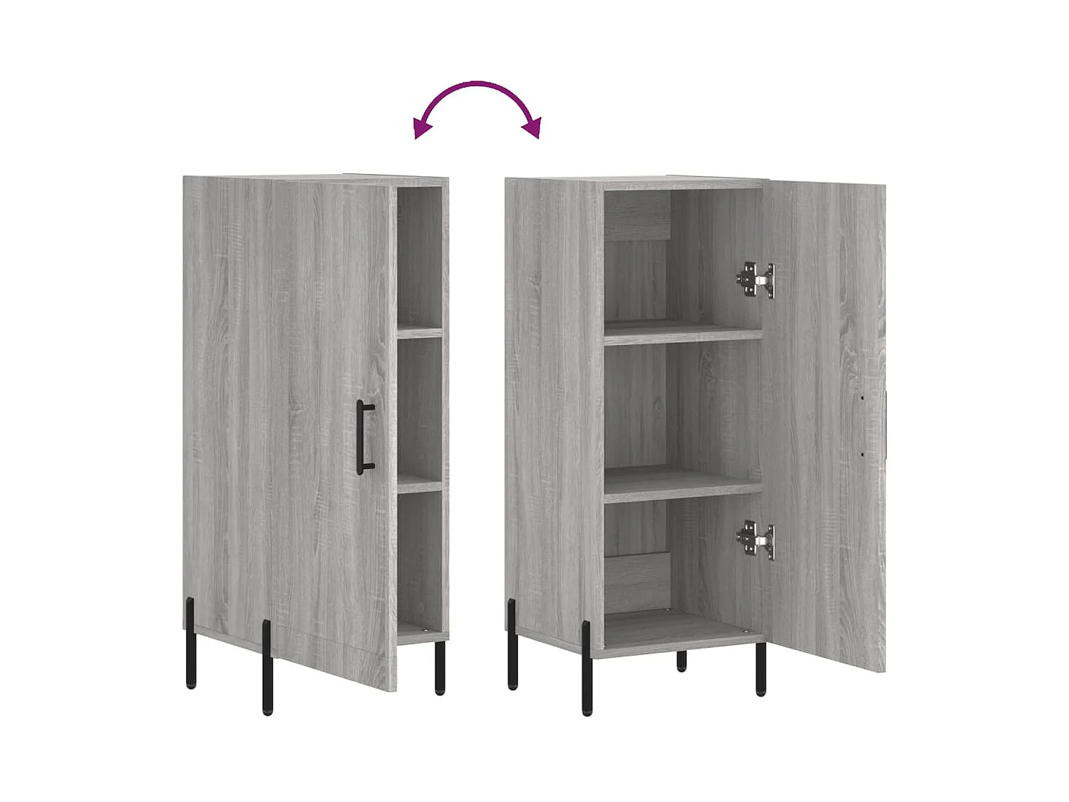 Aparador buffet cômoda armário organizador cozinha sala sala Sonoma 34,5 x 34 x 90 cm madeira trabalhada cinza 02_0036319