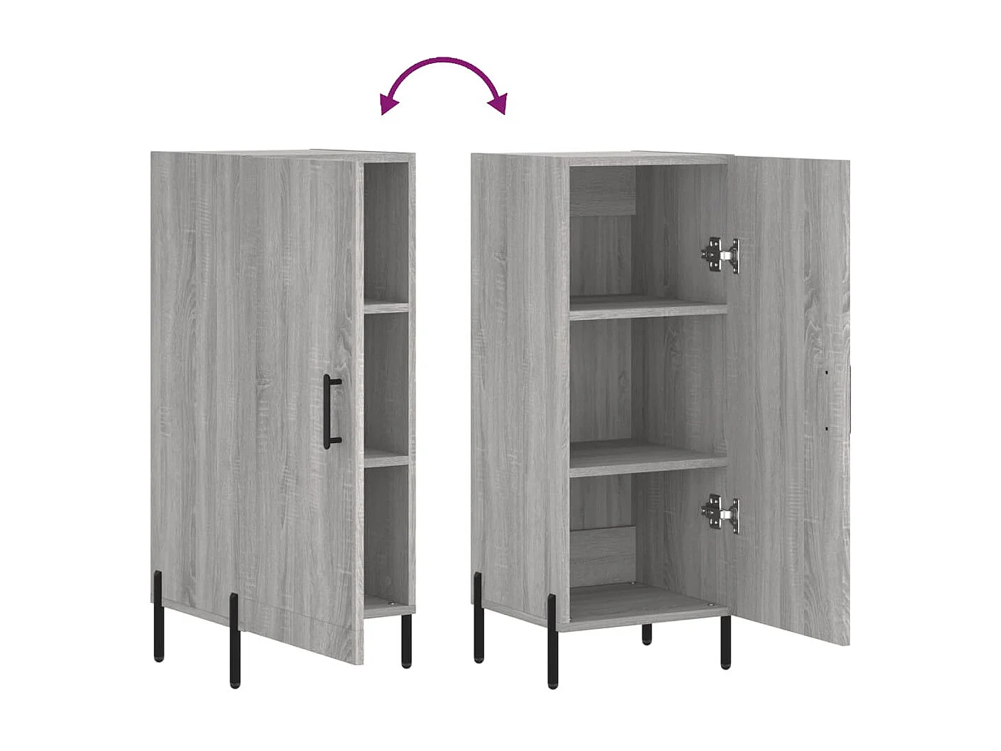 Aparador buffet cômoda armário organizador cozinha sala sala Sonoma 34,5 x 34 x 90 cm madeira trabalhada cinza 02_0036319