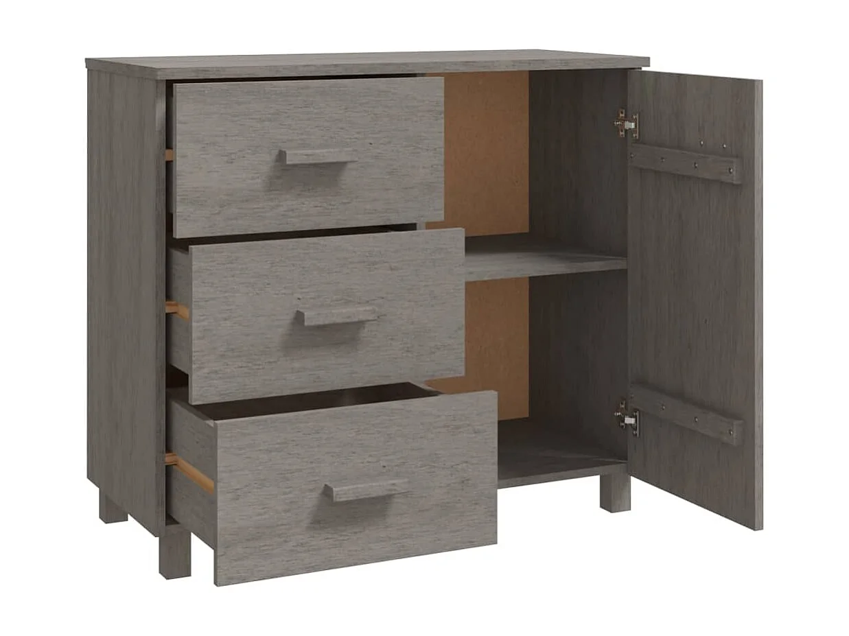 Aparador cómoda cómoda armario mueble organizador cocina salón luz 90 x 40 x 80 cm madera maciza de pino gris 02_0032162