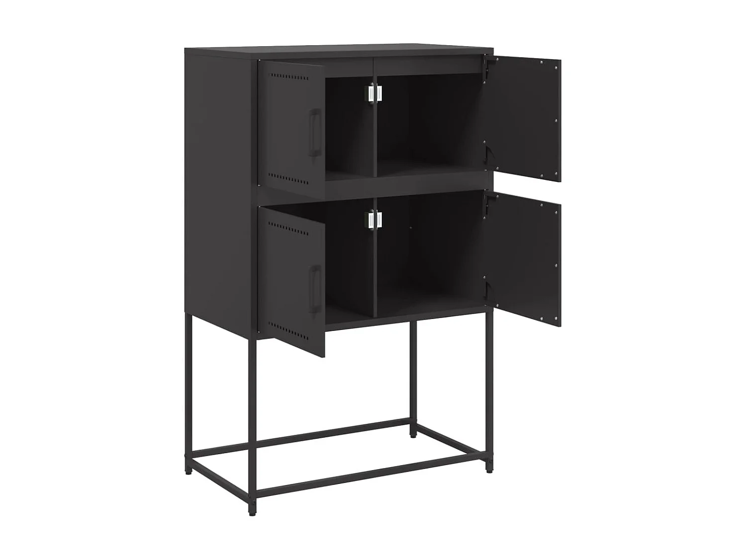 Credenza buffet cassettiera mobile contenitore organizer cucina soggiorno soggiorno 68,5 x 38,5 x 107 cm acciaio nero 02_0036016