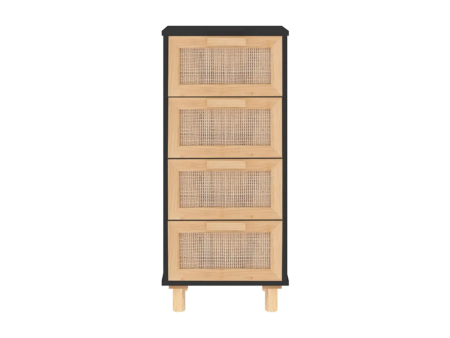 Aparador cómoda armario mueble organizador cocina salón salón 40 x 30 x 90 cm madera maciza de pino y ratán negro natural 02_0035927
