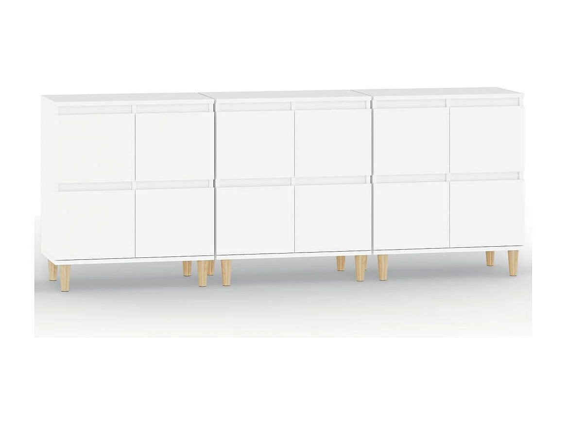 Credenza buffet cassettiera mobile contenitore organizer cucina soggiorno soggiorni 3 pz 60 x 35 x 70 cm legno composito bianco 02_0036992