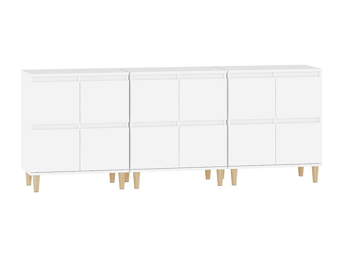 Credenza buffet cassettiera mobile contenitore organizer cucina soggiorno soggiorni 3 pz 60 x 35 x 70 cm legno composito bianco 02_0036992