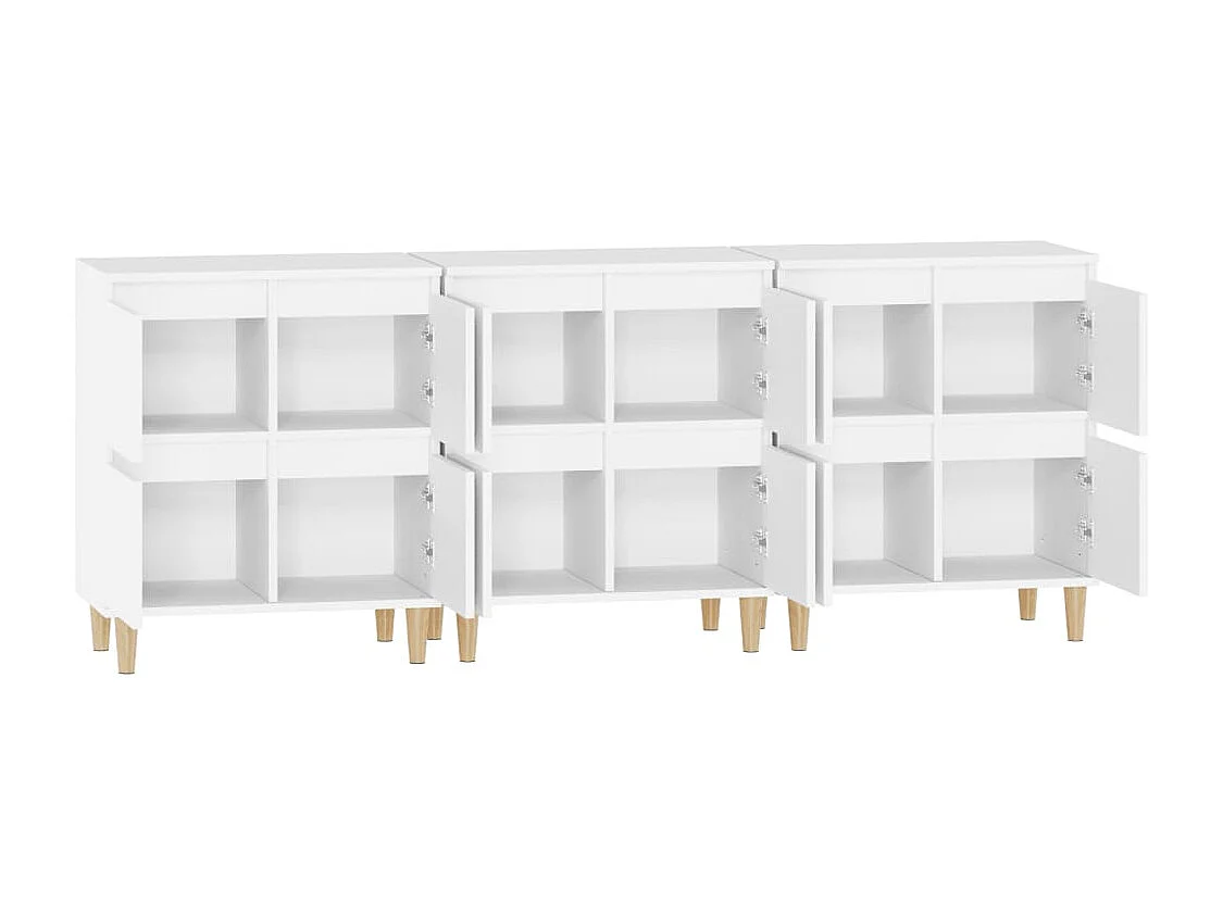 Credenza buffet cassettiera mobile contenitore organizer cucina soggiorno soggiorni 3 pz 60 x 35 x 70 cm legno composito bianco 02_0036992