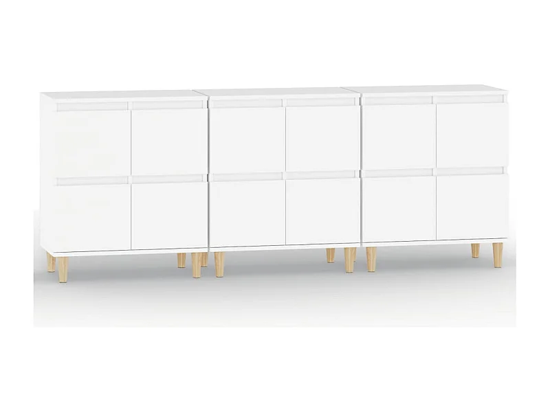 Credenza buffet cassettiera mobile contenitore organizer cucina soggiorno soggiorni 3 pz 60 x 35 x 70 cm legno composito bianco 02_0036992