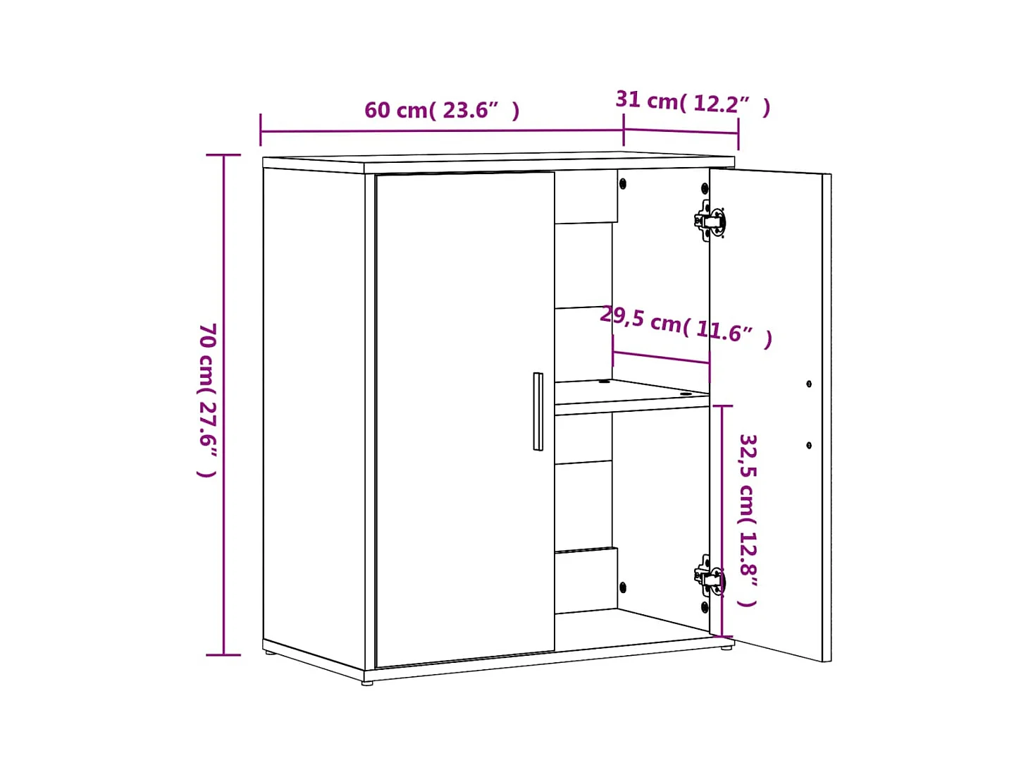 bahut commode armoire bois blanche 60 x 31 x 70 cm 02_0030340