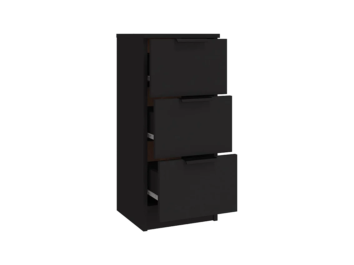 Credenza buffet cassettiera mobile contenitore organizer cucina soggiorno soggiorni 3 pz pannelli compositi nero 02_0037149