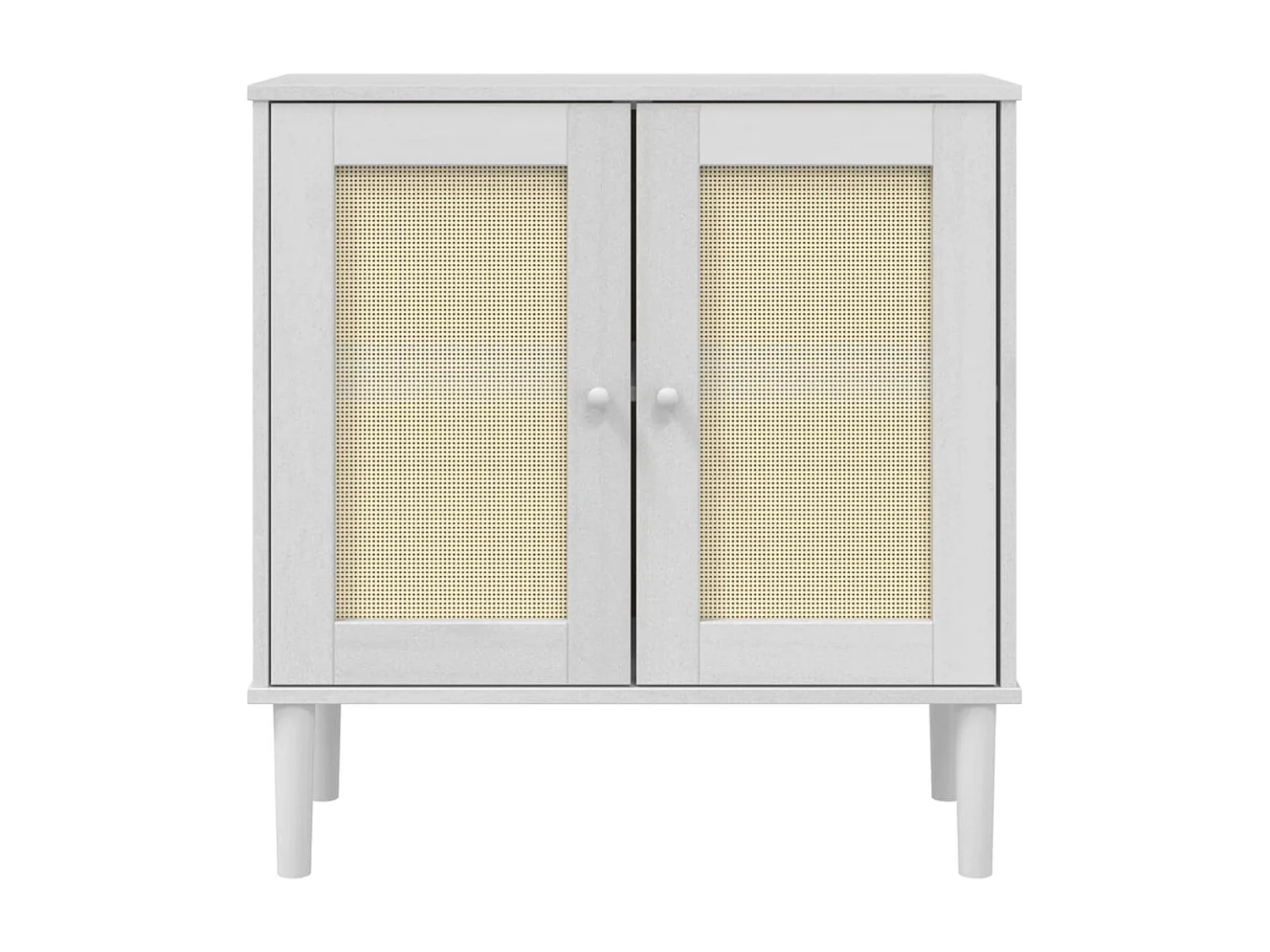 Buffet aparador cômoda armário unidade de armazenamento organizador cozinha sala de estar rattan look 80 x 35 x 80 cm madeira maciça de pinho branco 02_0036224