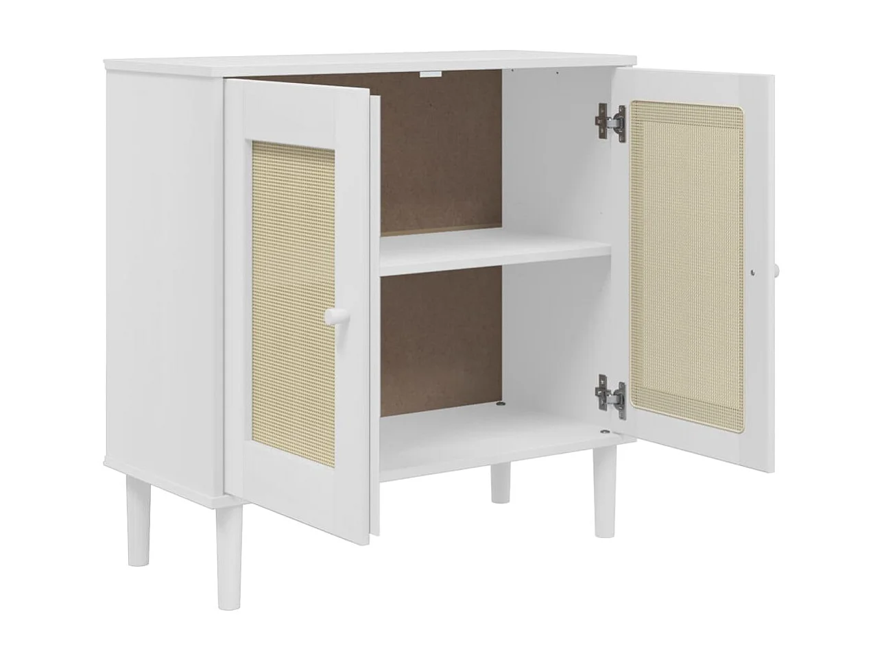 Buffet aparador cômoda armário unidade de armazenamento organizador cozinha sala de estar rattan look 80 x 35 x 80 cm madeira maciça de pinho branco 02_0036224