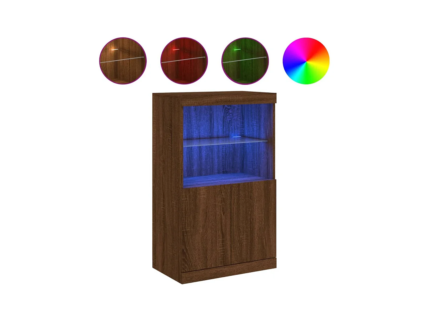 Aparador buffet cómoda armario mueble organizador cocina salón salón con luces LED 60,5 x 37 x 100 cm marrón 02_0029926