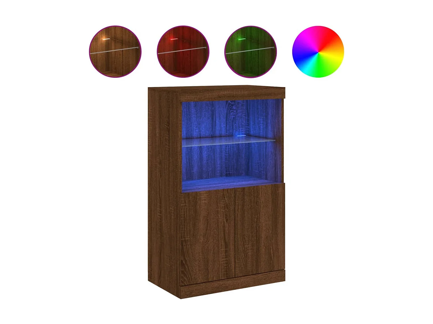 Credenza buffet cassettiera mobile contenitore organizer cucina soggiorno soggiorno con luci a LED 60,5 x 37 x 100 cm marrone 02_0029926