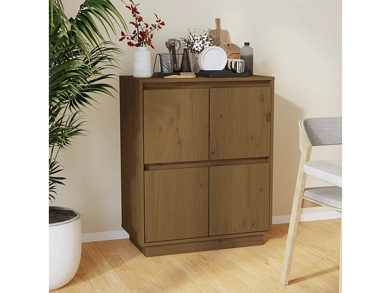 Credenza buffet cassettiera mobile contenitore organizer cucina soggiorno soggiorno 60 x 34 x 75 cm legno di pino massiccio marrone 02_0035750