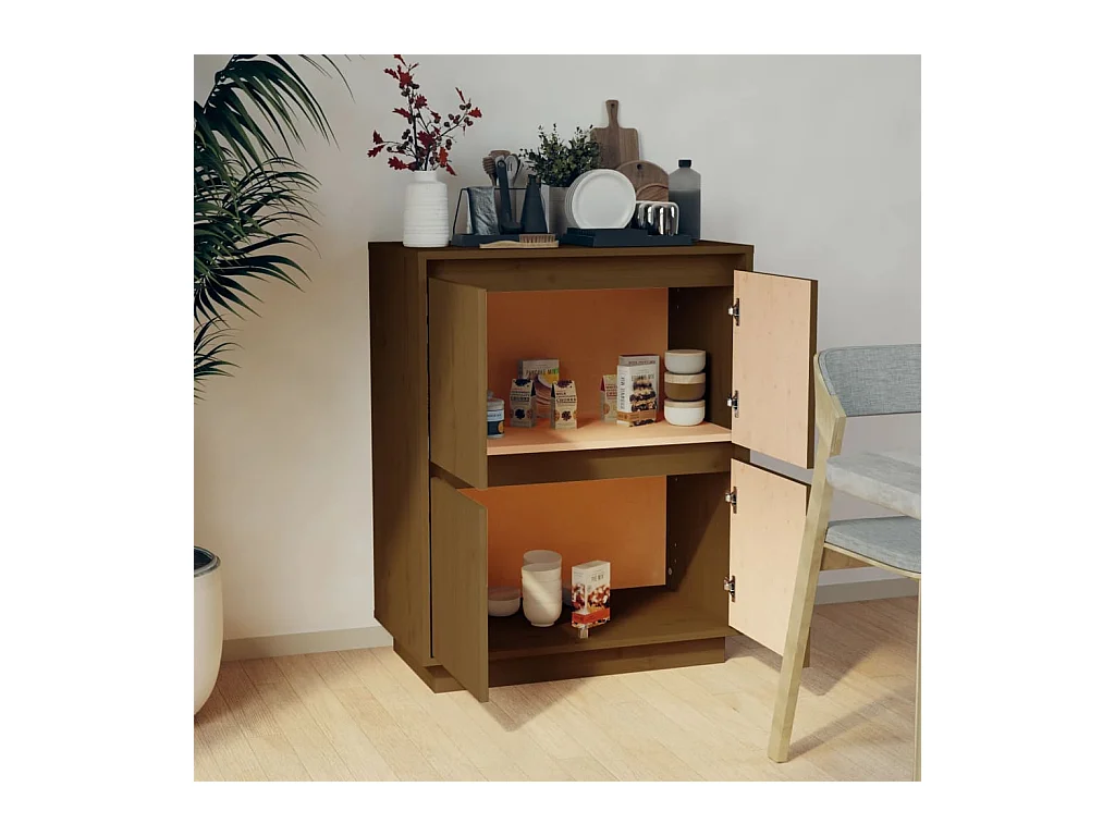 Credenza buffet cassettiera mobile contenitore organizer cucina soggiorno soggiorno 60 x 34 x 75 cm legno di pino massiccio marrone 02_0035750