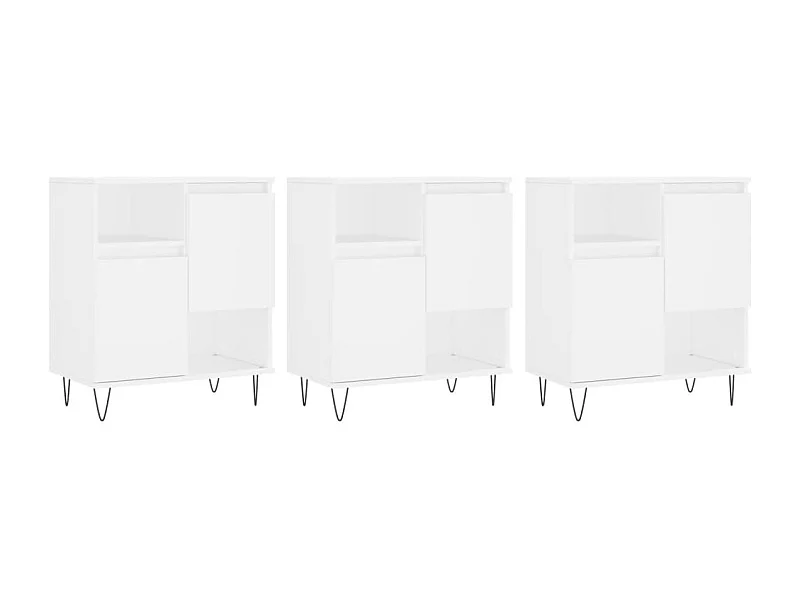 Buffet credenza cassettiera mobile contenitore organizer cucina soggiorno soggiorni 3 pz bianco derivati ​​del legno 02_0037007