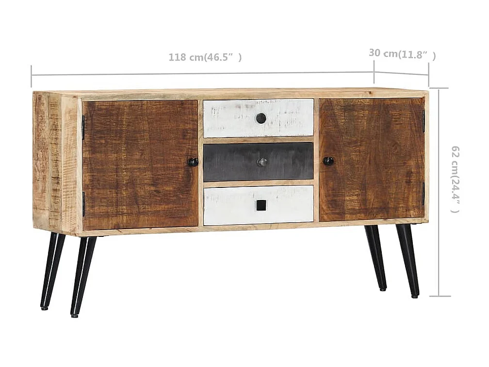 Aparador buffet cômoda armário organizador cozinha sala sala 118 x 30 x 62 cm madeira de mangueira maciça marrom 02_0029530