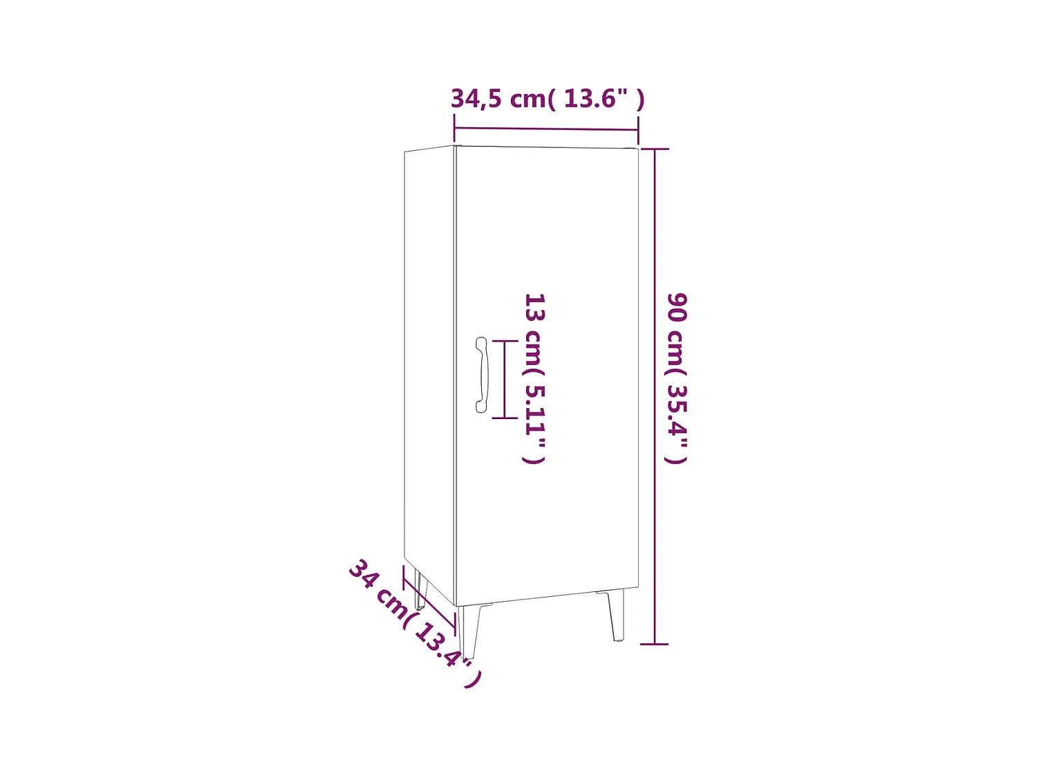 Credenza buffet cassettiera mobile contenitore organizer cucina soggiorno soggiorno 34,5 x 34 x 90 cm derivati ​​del legno grigio 02_0031894