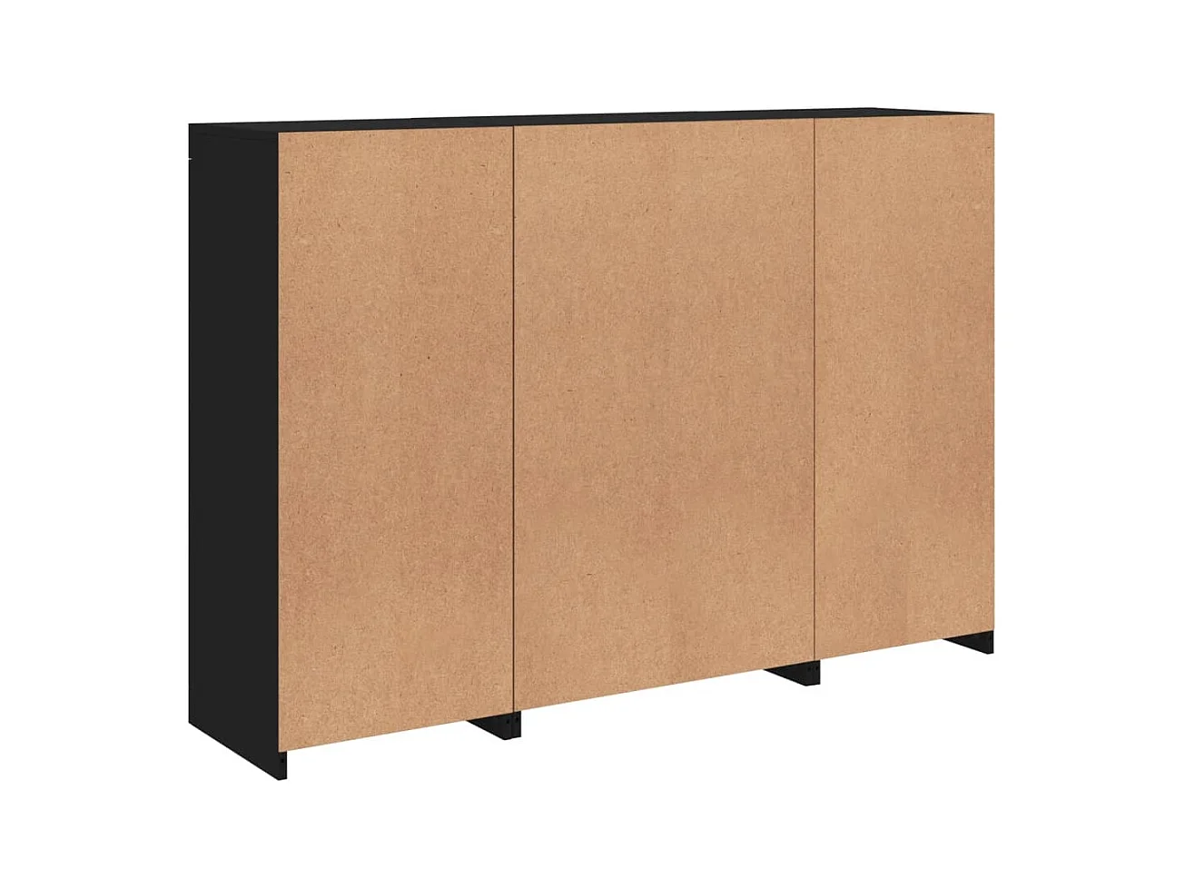 Credenza Credenza Comò Armadietto Organizzatore Cucina Soggiorno Soggiorno con luci a LED 3 pezzi Legno composito nero 02_0037226
