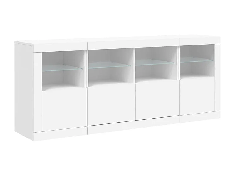 Aparador cómoda cómoda armario mueble organizador cocina salón salón con luces LED 163 x 37 x 67 cm blanco 02_0029835