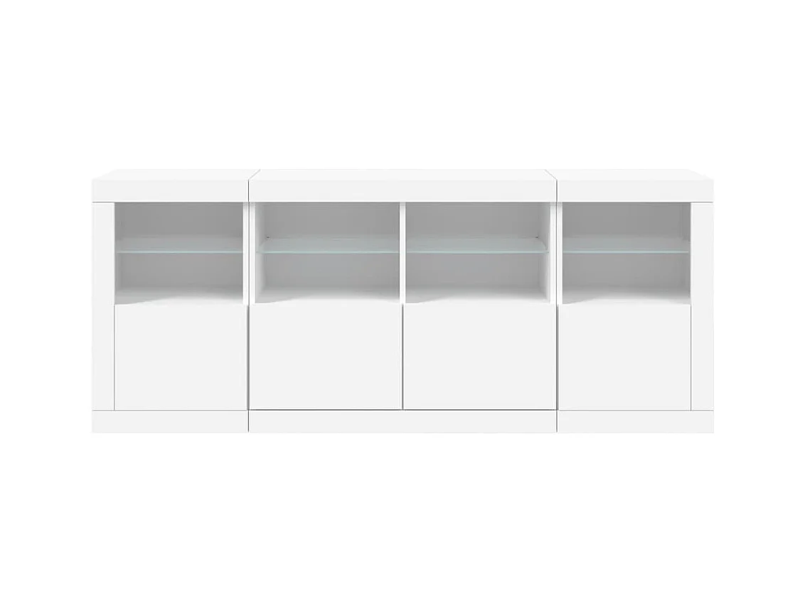 Aparador cómoda cómoda armario mueble organizador cocina salón salón con luces LED 163 x 37 x 67 cm blanco 02_0029835