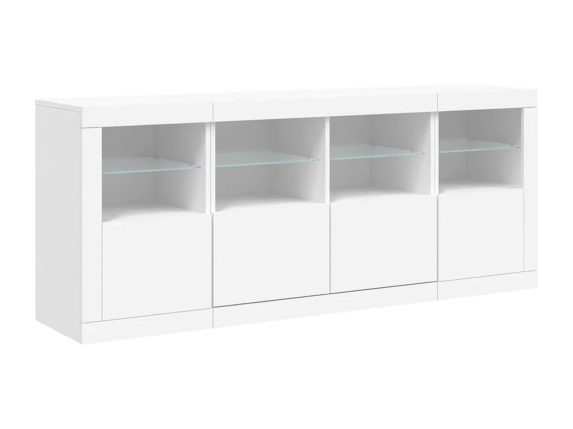 Aparador cómoda cómoda armario mueble organizador cocina salón salón con luces LED 163 x 37 x 67 cm blanco 02_0029835