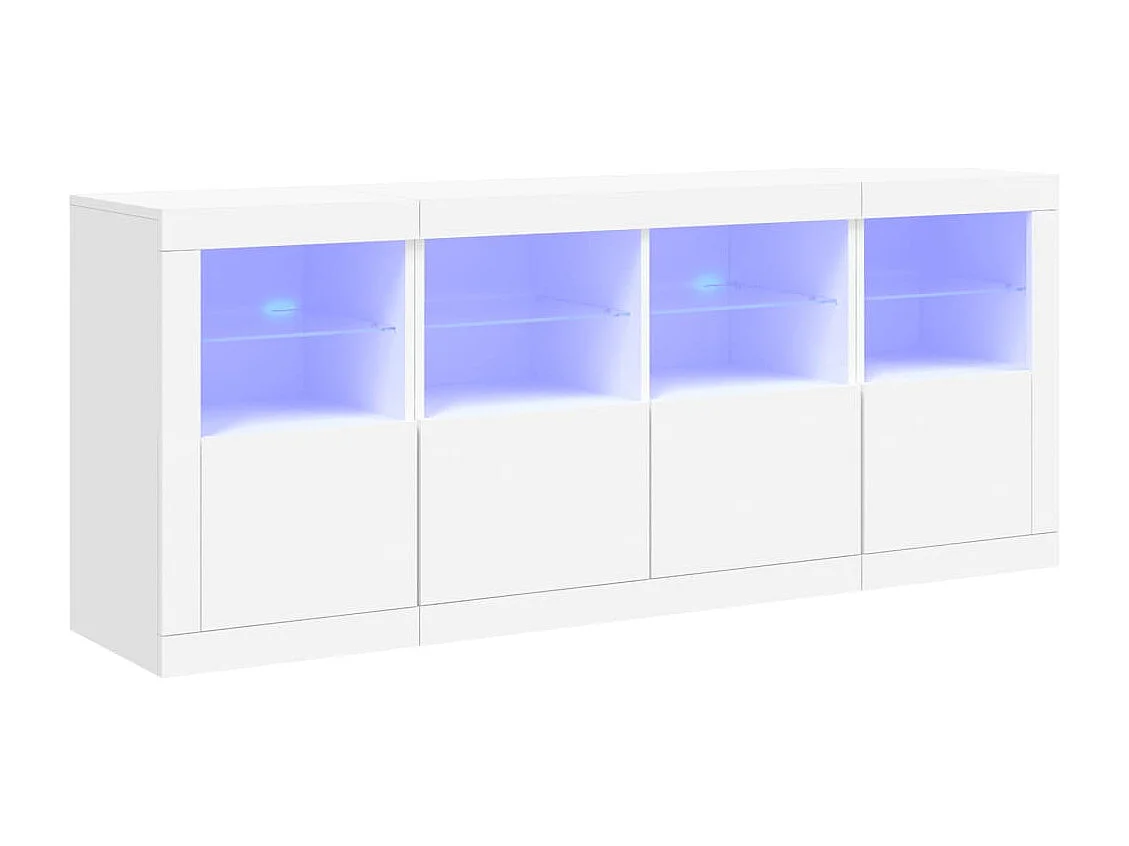 Aparador cómoda cómoda armario mueble organizador cocina salón salón con luces LED 163 x 37 x 67 cm blanco 02_0029835