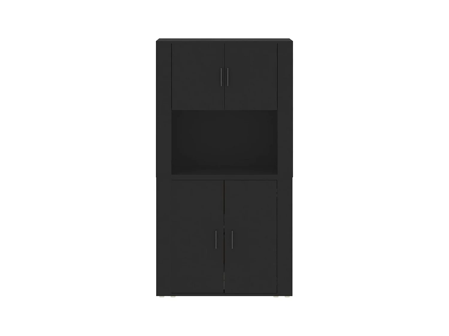 Aparador Aparador Cómoda Gabinete Unidad de Almacenamiento Organizador Cocina Sala de Estar Parte Superior Negro Madera de Ingeniería 02_0035146