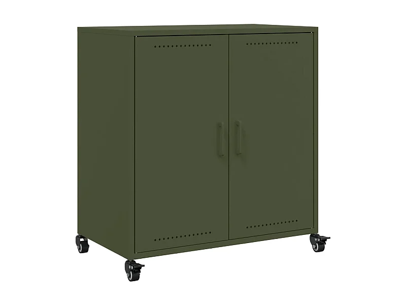 Buffet aparador cômoda armário unidade de armazenamento organizador cozinha sala sala verde oliva 68,5 x 39 x 72 cm aço verde 02_0036588