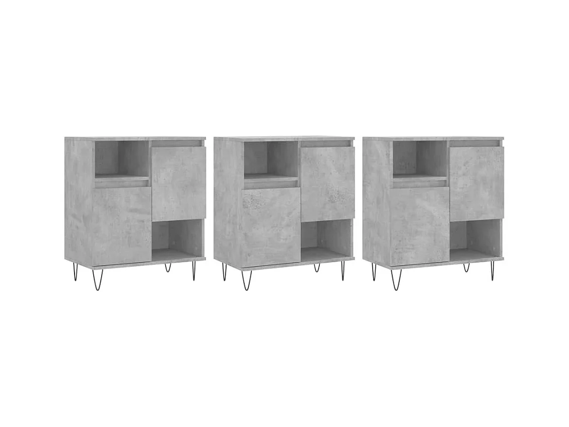 Credenza buffet cassettiera mobile contenitore organizer cucina soggiorno soggiorni 3 pz derivati ​​del legno grigio 02_0037133