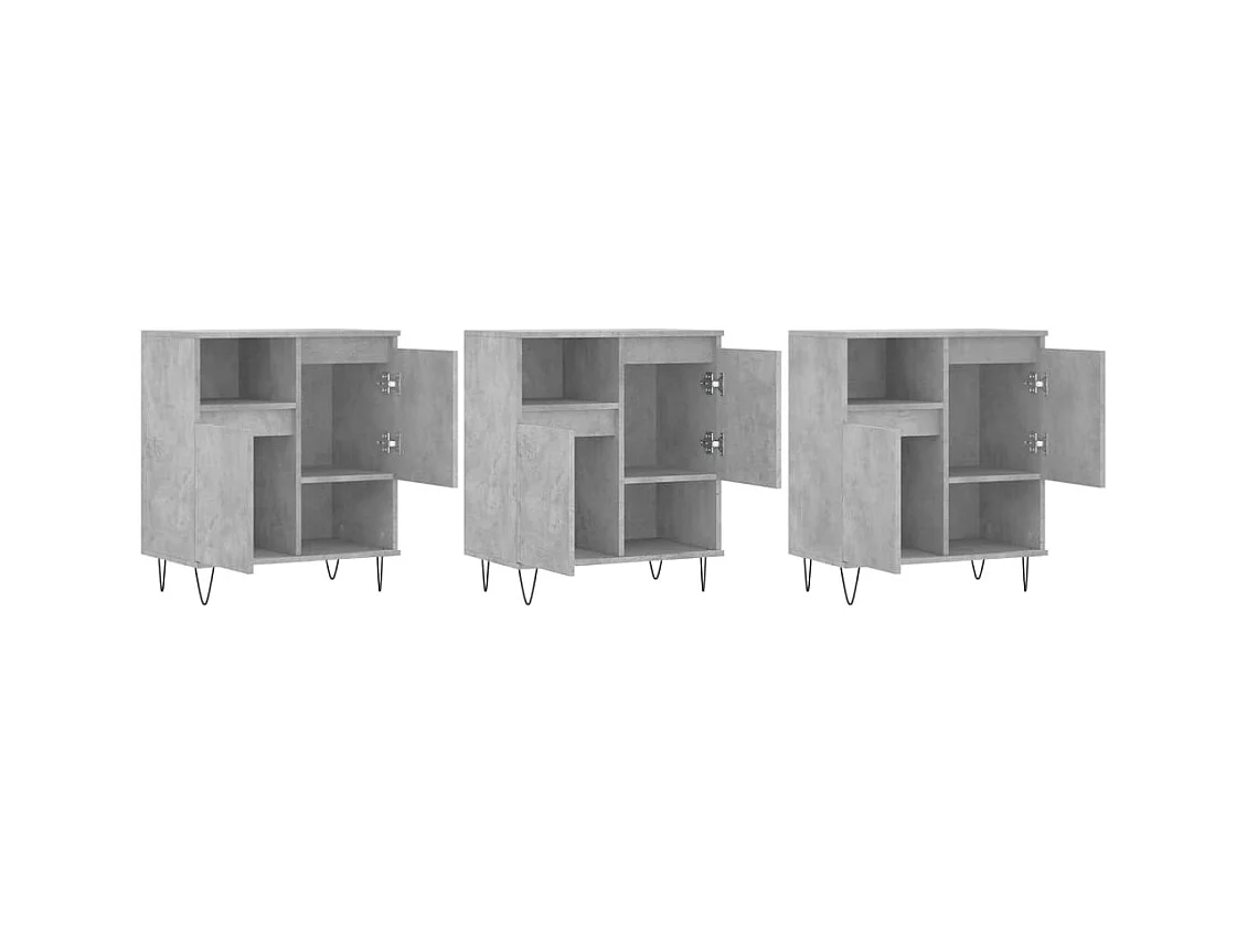 Credenza buffet cassettiera mobile contenitore organizer cucina soggiorno soggiorni 3 pz derivati ​​del legno grigio 02_0037133