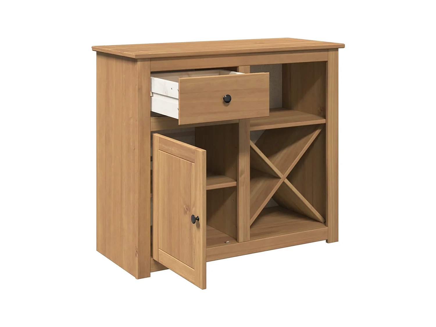 Credenza buffet cassettiera mobile contenitore organizer cucina soggiorno soggiorno con cassetto Panama 93 x 40 x 80 cm legno di pino massiccio marrone 02_0030128