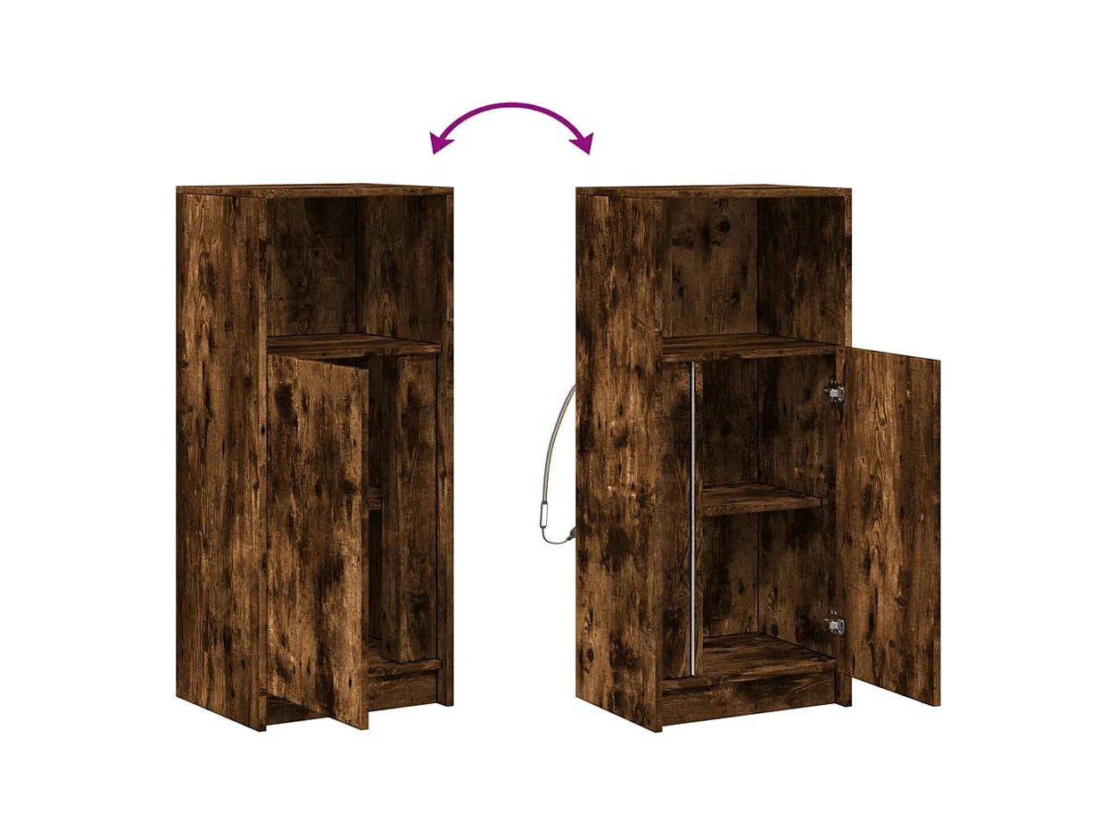 Buffet aparador cômoda armário unidade de armazenamento organizador cozinha sala sala com LED 42,5 x 34 x 100 cm madeira trabalhada marrom 02_0029779