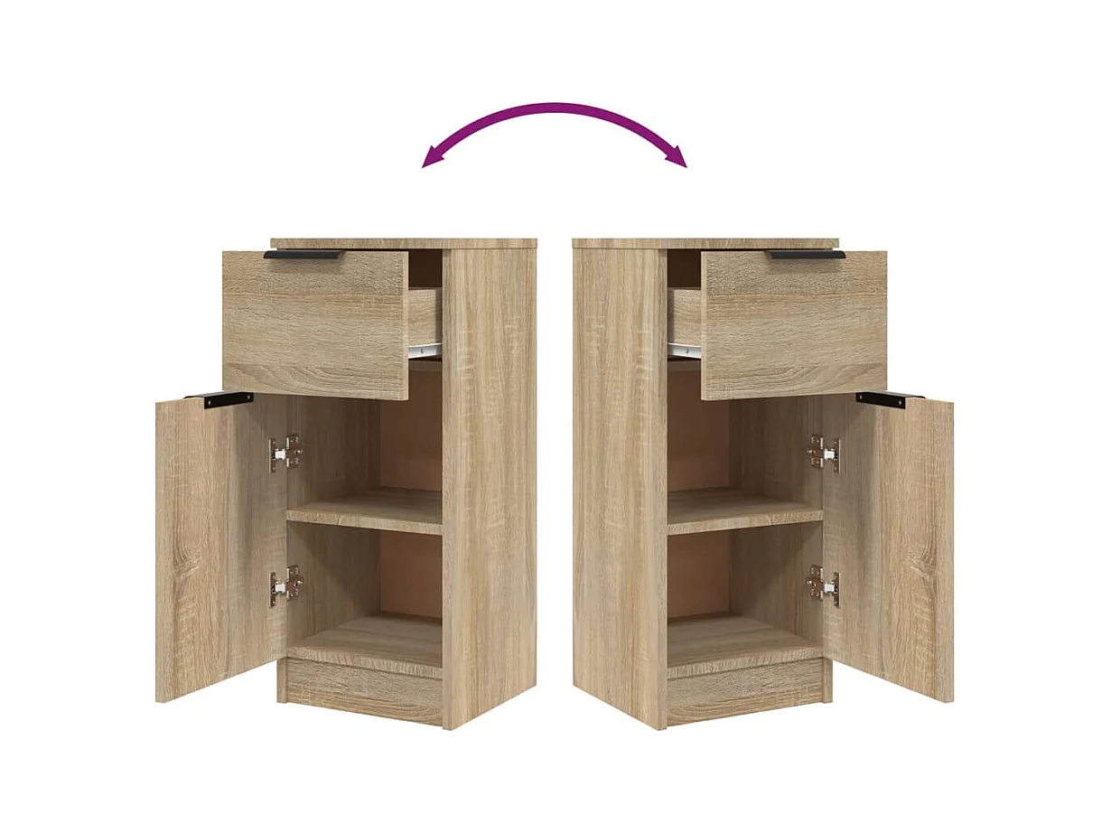 Buffet aparador cômoda armário organizador unidade de armazenamento cozinha sala salas conjunto de 2 sonoma 30 x 30 x 70 cm madeira de engenharia marrom 02_0036801